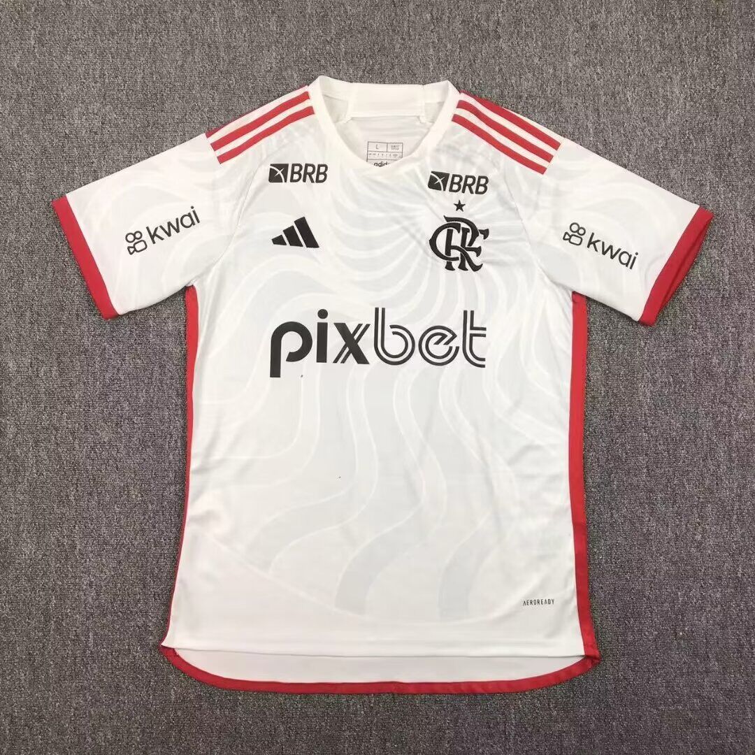 AAA Quality Flamengo 24/25 Away White Sponsor Soccer Jersey